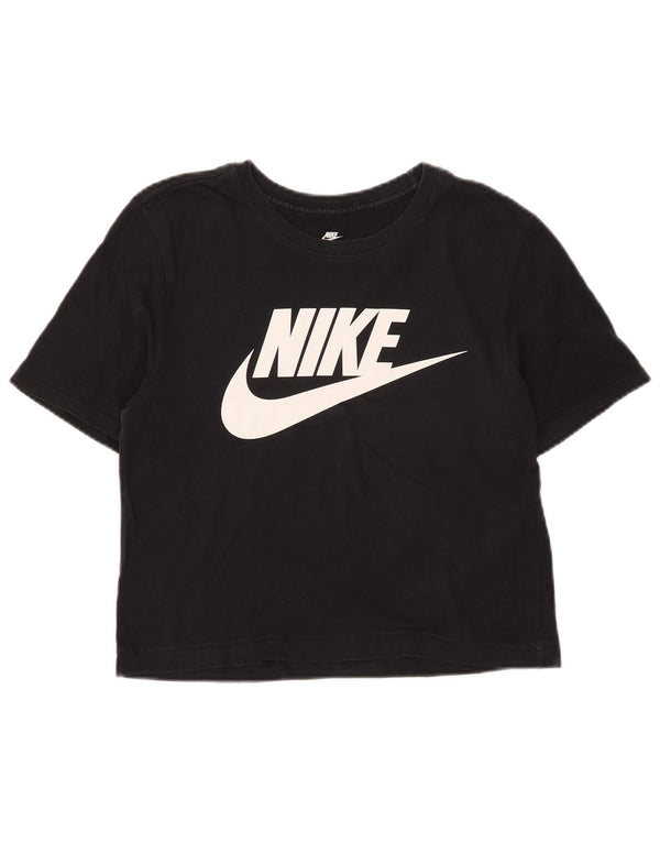 Nike Womens Athletic Cut Crop Graphic T-Shirt Top UK 10 Small Black
