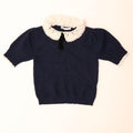 Zara Womens Knit Crop Top UK 12 Medium Navy Blue Polyester