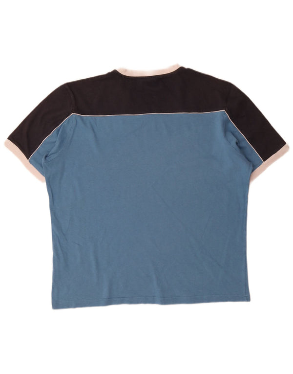 Champion Mens T-Shirt Top XL Blue Colourblock Cotton