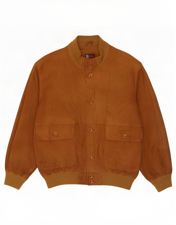 Danilo Trevigliani Mens Suede Bomber Jacket IT 52 XL Brown Leather