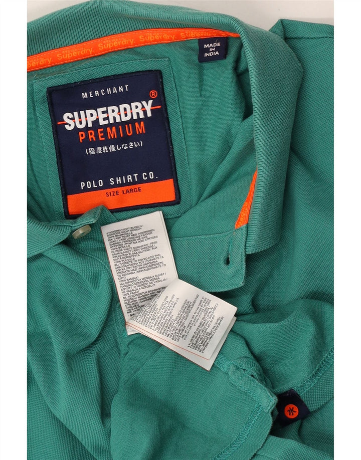 Superdry Mens Polo Shirt Large Green Cotton