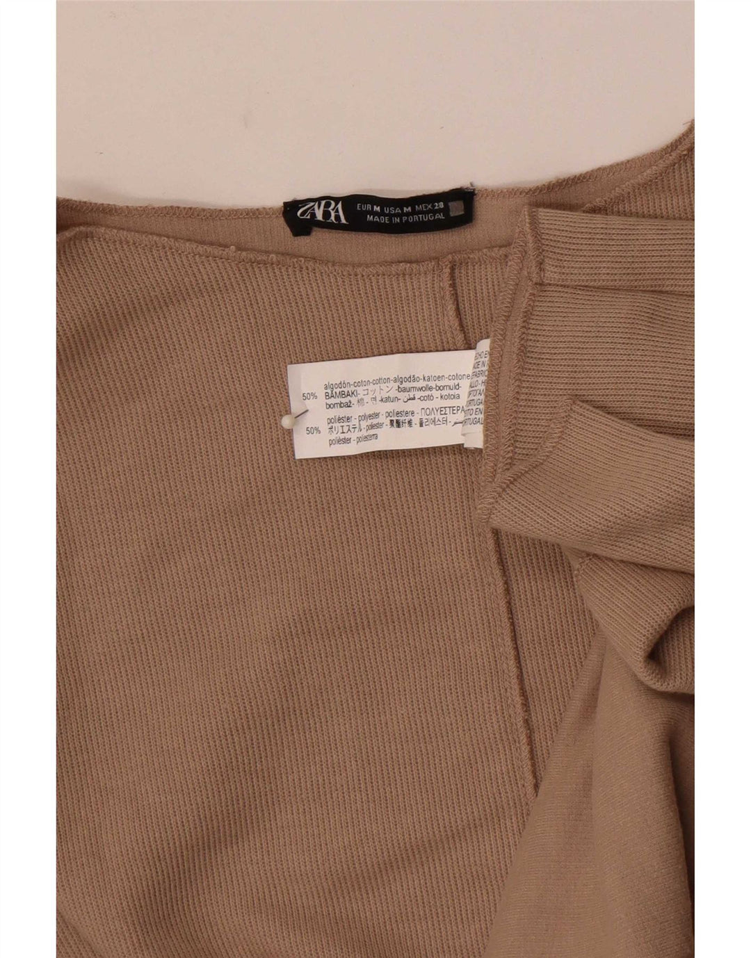 Zara Womens Top Long Sleeve UK 14 Medium Grey Cotton