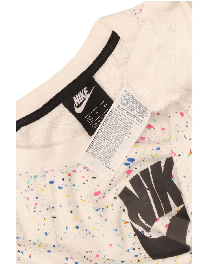 Nike Womens Graphic Oversized Sweatshirt Jumper UK 10 Small White Spotted