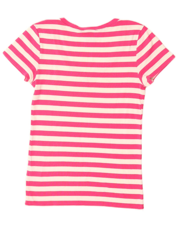 Ralph Lauren Womens T-Shirt Top UK 12 Medium Pink Striped Cotton