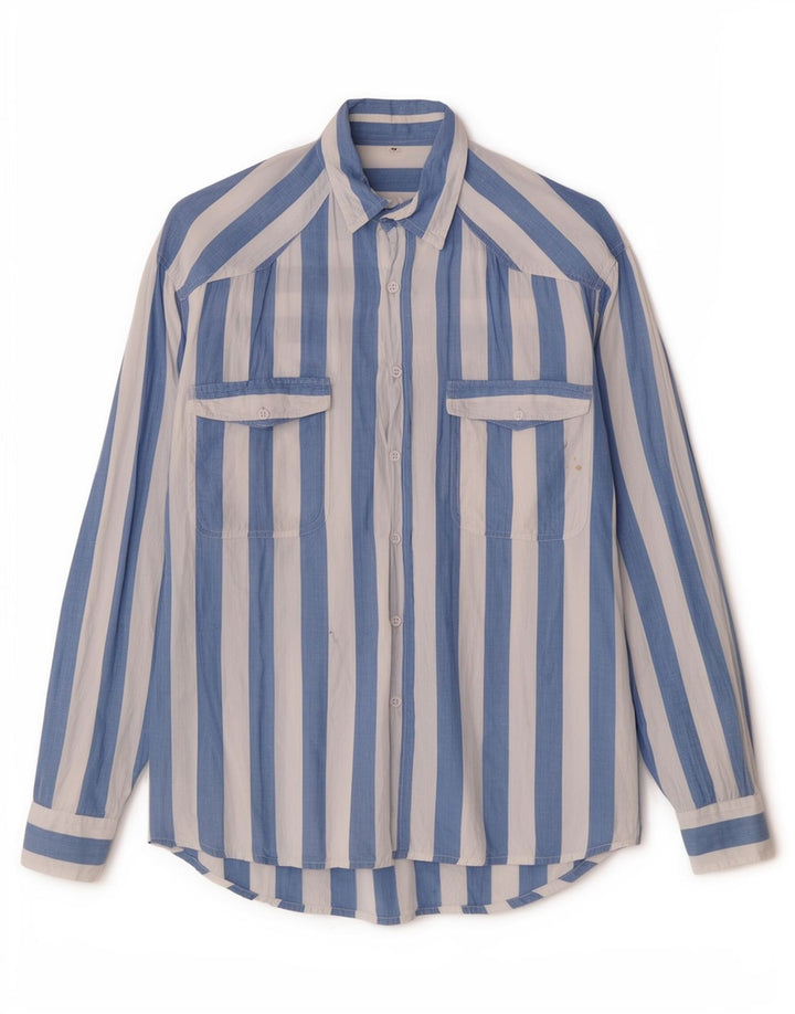 Vintage Mens Shirt Medium Blue Striped