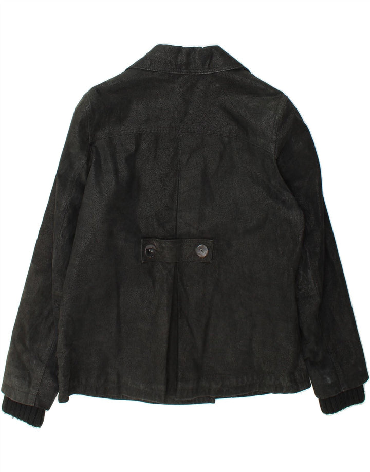 OVS Womens Leather Double Breasted Blazer Jacket IT 48 XL Black Leather Vintage OVS and Second-Hand OVS from Messina Hembry 