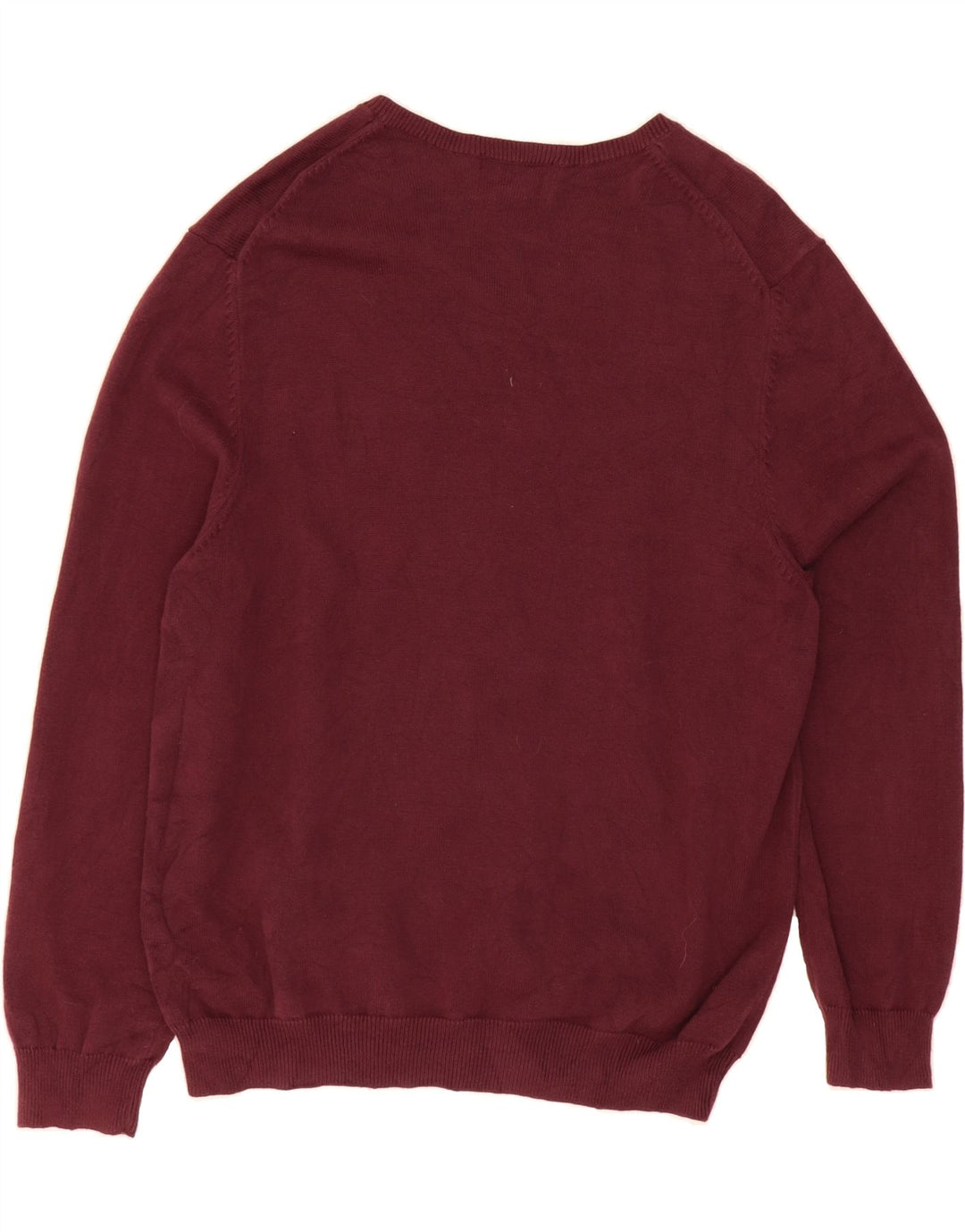 EDDIE BAUER Mens V-Neck Jumper Sweater Large Burgundy Cotton Vintage Eddie Bauer and Second-Hand Eddie Bauer from Messina Hembry 