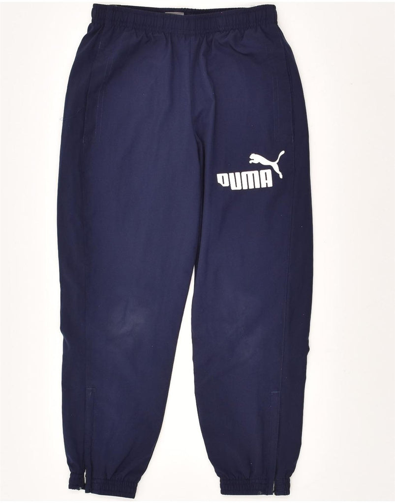 PUMA Boys Graphic Tracksuit Trousers Joggers 7-8 Years Navy Blue Polyester | Vintage Puma | Thrift | Second-Hand Puma | Used Clothing | Messina Hembry 