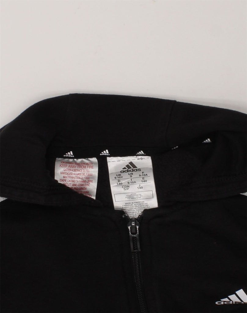 ADIDAS Boys Zip Hoodie Sweater 9-10 Years Black Cotton | Vintage Adidas | Thrift | Second-Hand Adidas | Used Clothing | Messina Hembry 