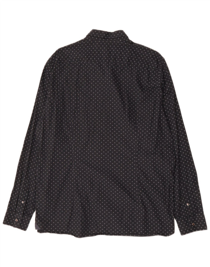 Ted Baker Mens Shirt Size 6 2XL Black Geometric Cotton