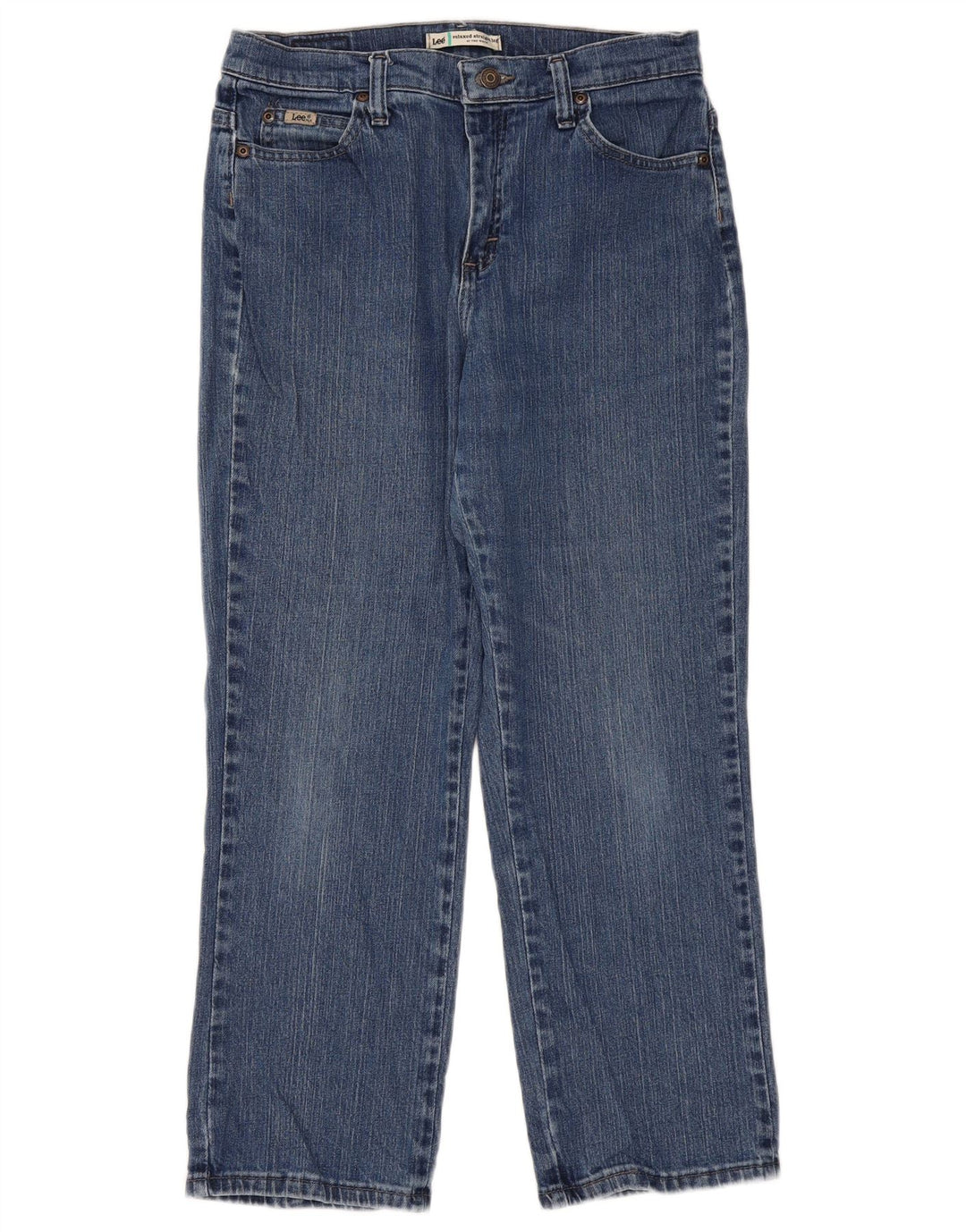 LEE Womens Petite Relaxed Fit Straight Jeans US 8 Medium W30 L27 Blue