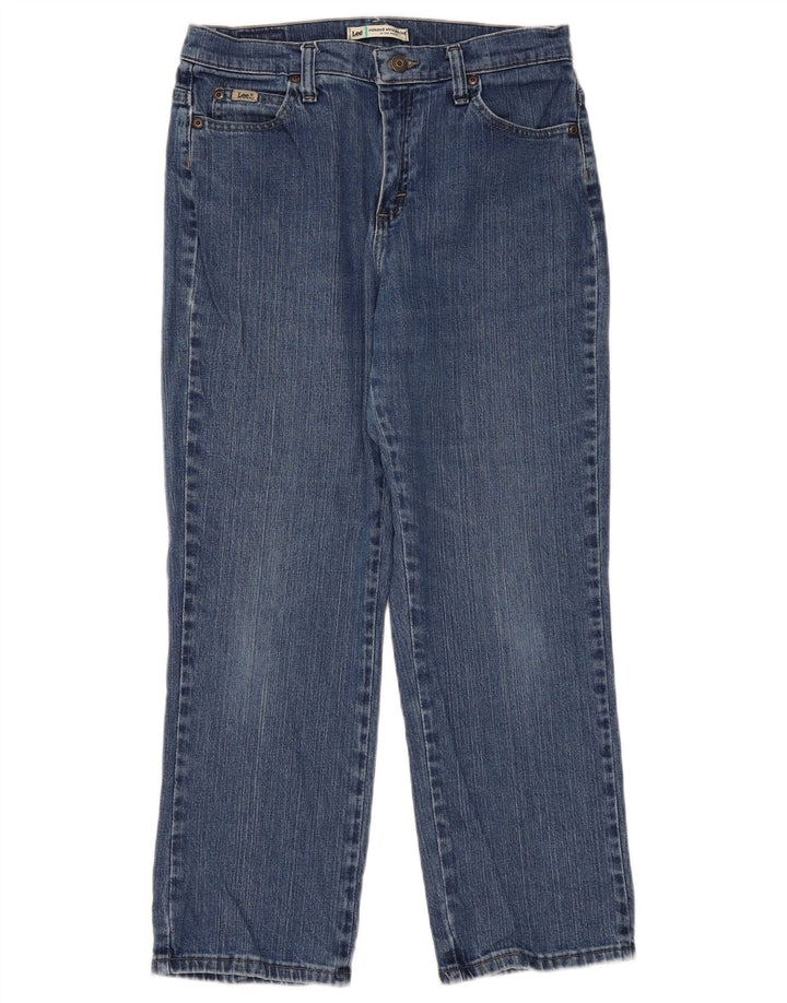 LEE Womens Petite Relaxed Fit Straight Jeans US 8 Medium W30 L27 Blue
