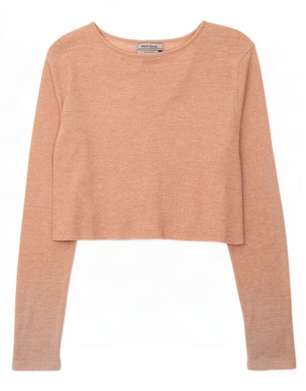 Zara Womens Crop Cardigan Top UK 12 Medium Beige Flecked
