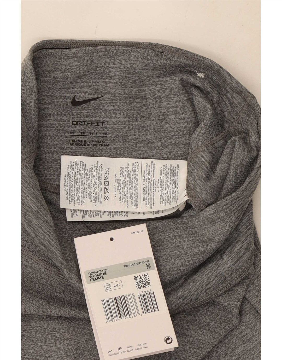 Nike Womens Dri Fit Graphic Leggings UK 4 XS Grey Flecked Polyester
