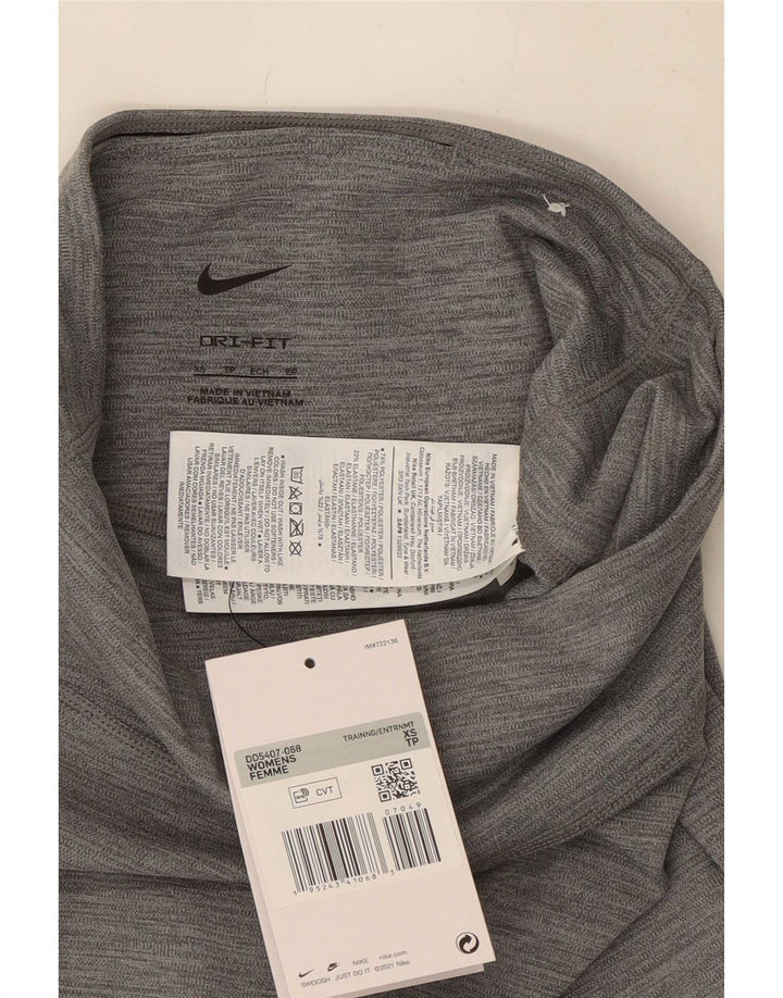 Nike Womens Dri Fit Graphic Leggings UK 4 XS Grey Flecked Polyester