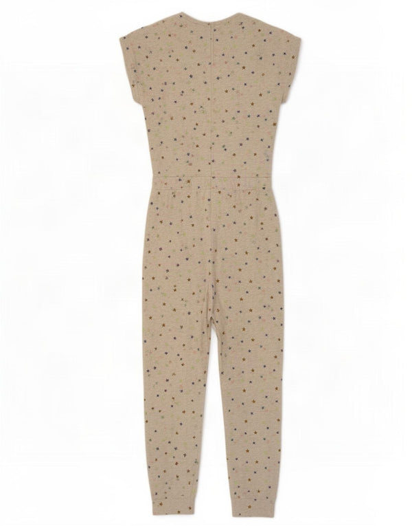 John Lewis Girls Short Sleeve Jumpsuit 11-12 Years Grey Spotted Cotton