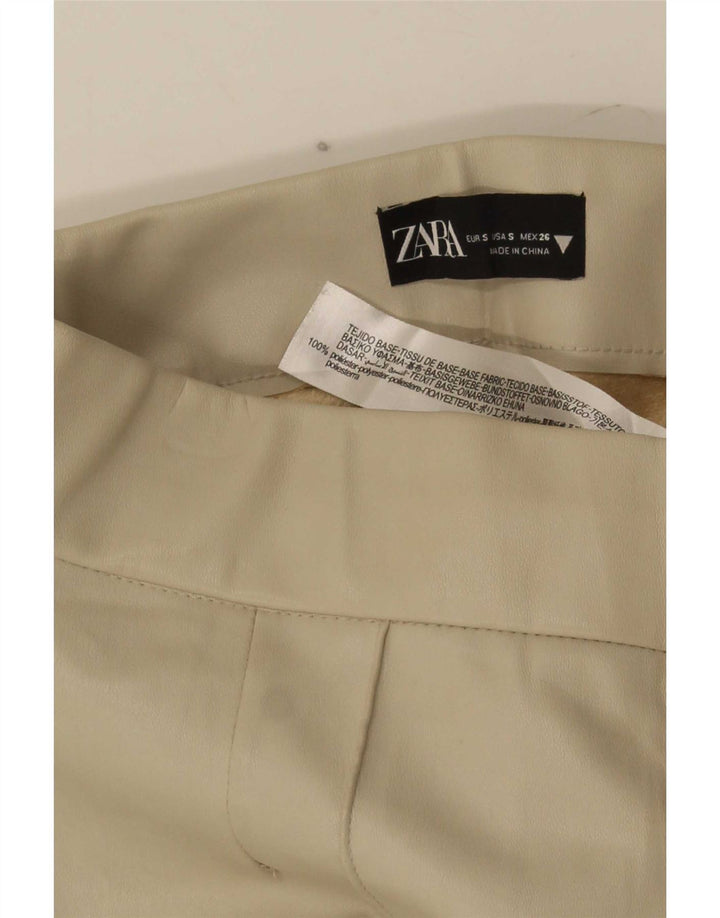 Zara Womens Straight Casual Trousers Small W26 L26 Beige Polyester