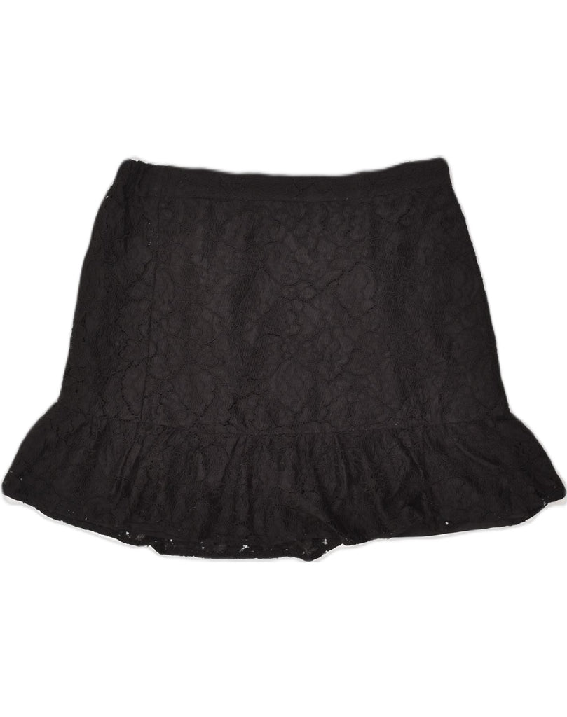 J. CREW Womens Lace Mini Skirt US 8 Medium W32 Black Polyester | Vintage J. Crew | Thrift | Second-Hand J. Crew | Used Clothing | Messina Hembry 