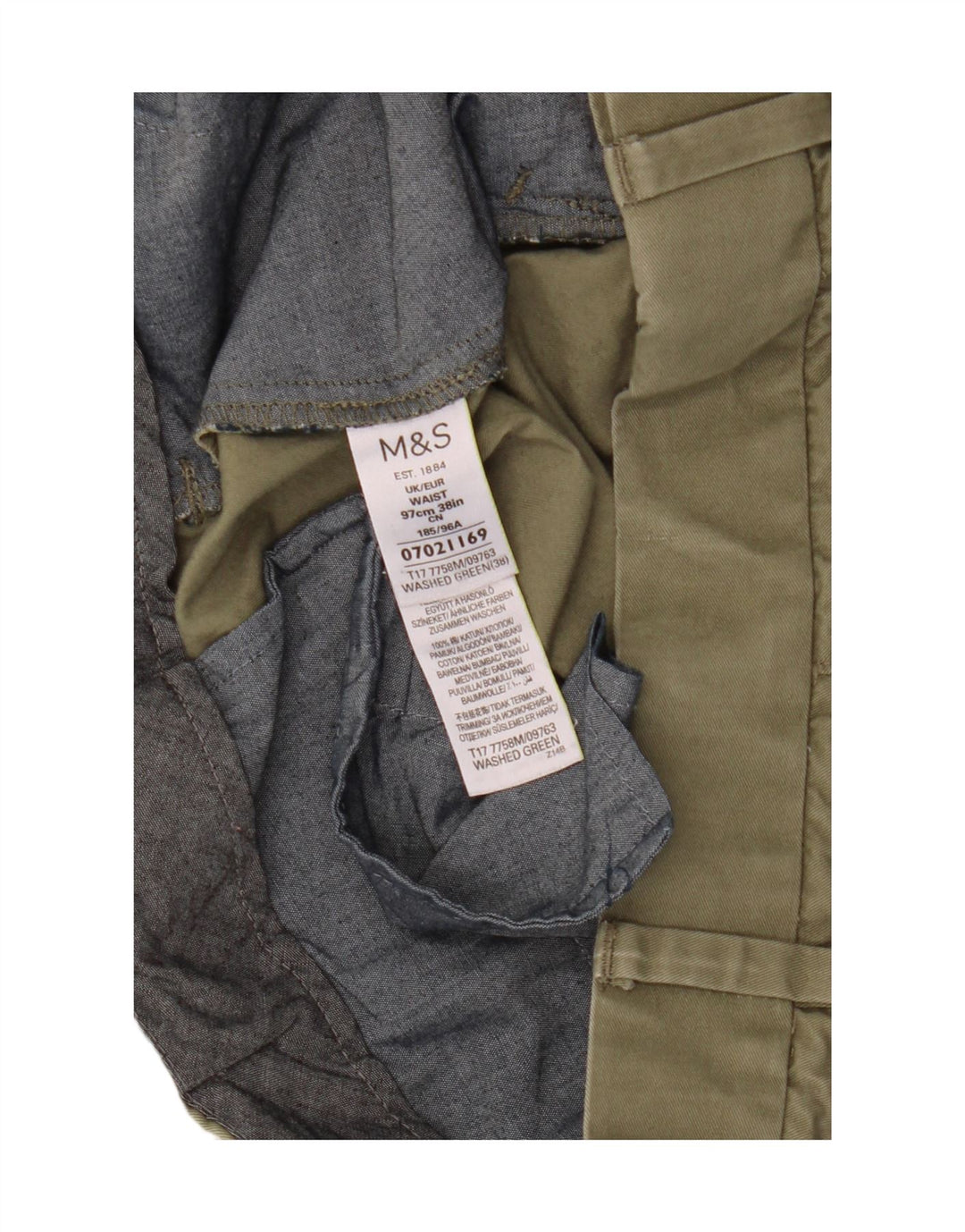 Marks & Spencer Mens Chino Shorts W38 XL Green Cotton