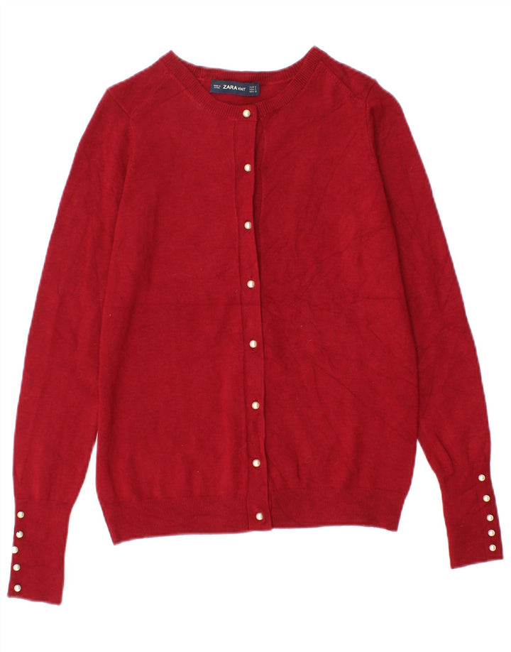 Zara Womens Cardigan Sweater UK 8 Small Red Viscose