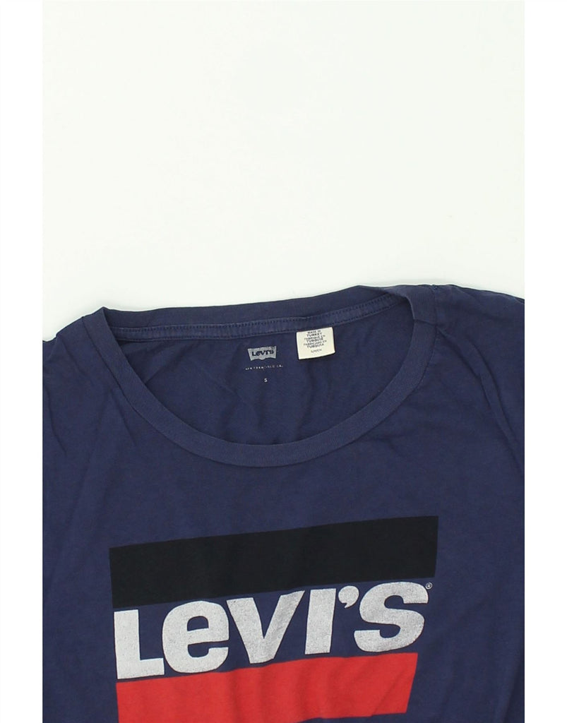 LEVI'S Womens Graphic T-Shirt Top UK 10 Small Navy Blue Cotton | Vintage Levi's | Thrift | Second-Hand Levi's | Used Clothing | Messina Hembry 