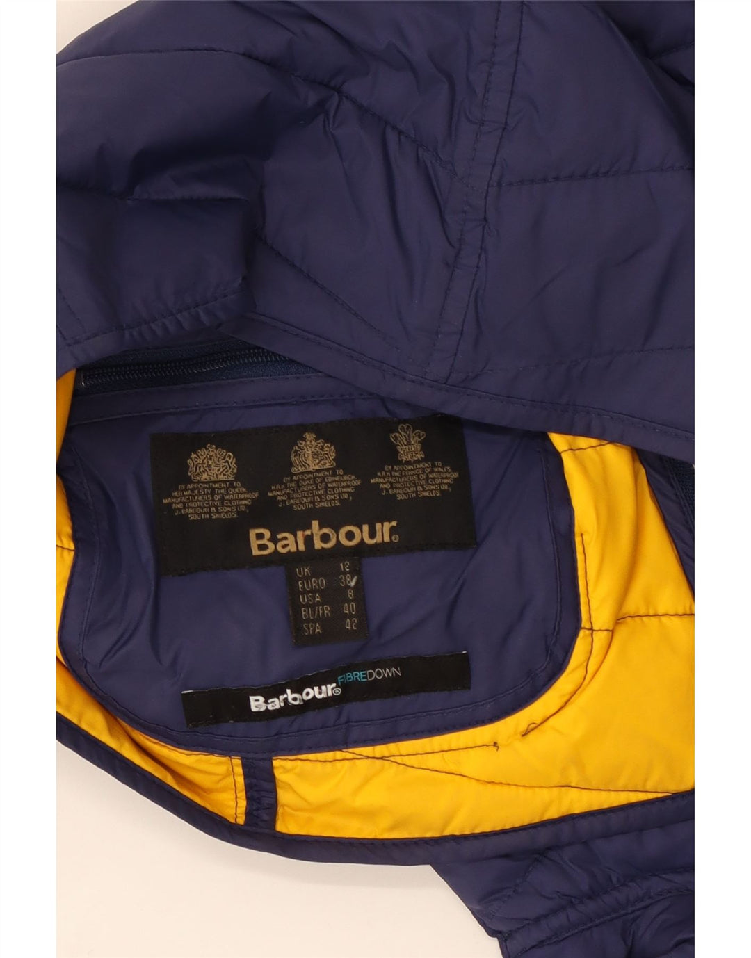 Barbour Womens Hooded Padded Jacket UK 12 Medium Navy Blue