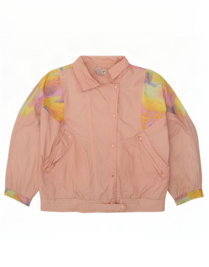 Lavon Womens Abstract Pattern Tracksuit Top Jacket UK 16 Large Pink 80s
