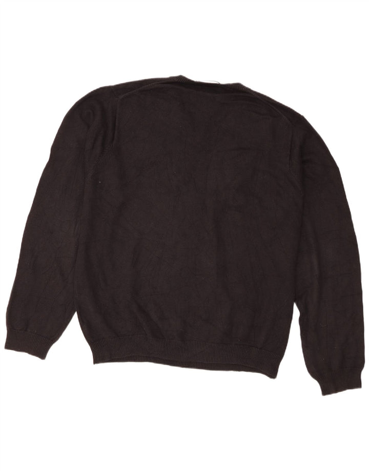 Eddie Bauer Mens Regular Fit V-Neck Jumper Sweater XL Black Cotton