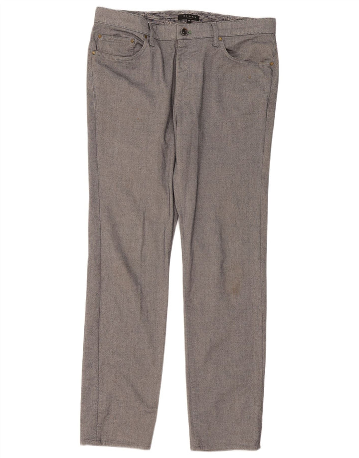 Ted Baker Mens Slim Casual Trousers W32 L30 Grey Cotton