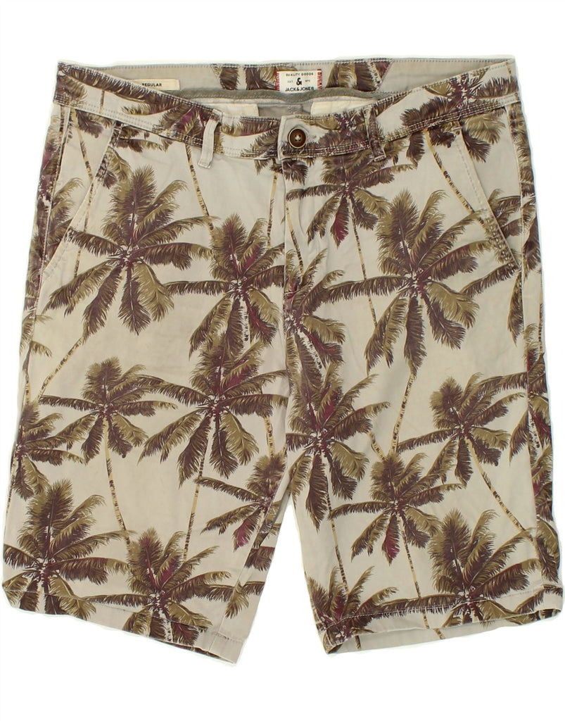 JACK & JONES Mens Regular Chino Shorts Medium W34  Beige Floral Cotton | Vintage Jack & Jones | Thrift | Second-Hand Jack & Jones | Used Clothing | Messina Hembry 