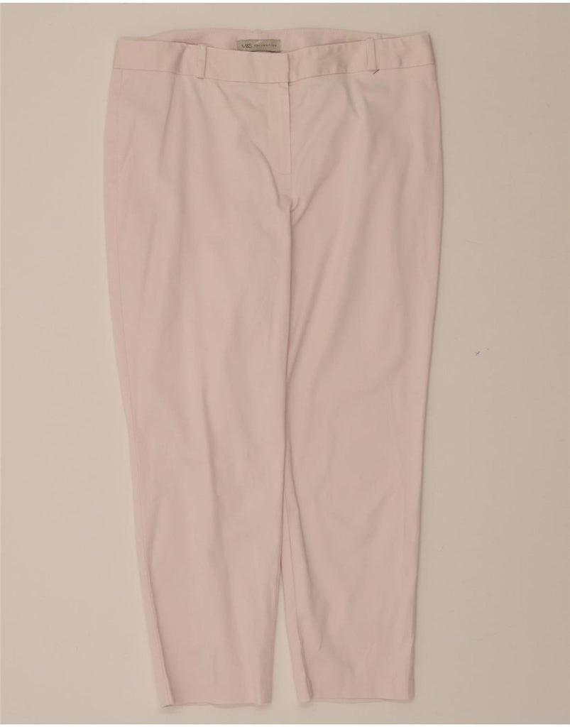 MARKS & SPENCER Womens Slim Fit Capri Trousers UK 14 Large W34 L24 Pink Vintage Marks & Spencer and Second-Hand Marks & Spencer from Messina Hembry 