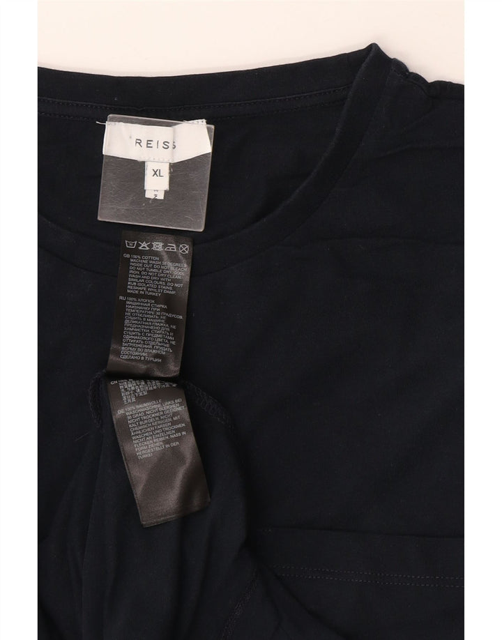 Reiss Mens Top Long Sleeve XL Navy Blue Cotton