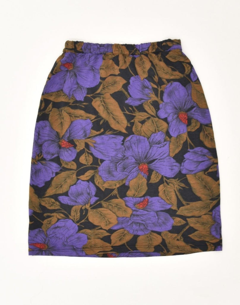 VINTAGE Womens Pencil Skirt W26 Small Purple Floral Cotton | Vintage Vintage | Thrift | Second-Hand Vintage | Used Clothing | Messina Hembry 