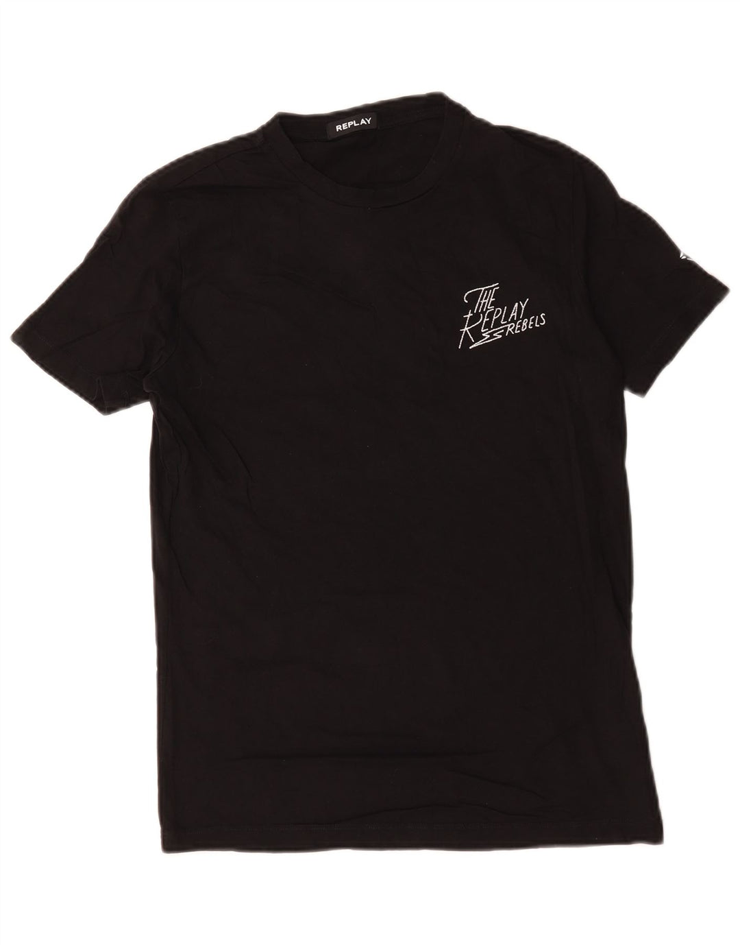 Replay Mens Graphic T-Shirt Top Medium Black Cotton
