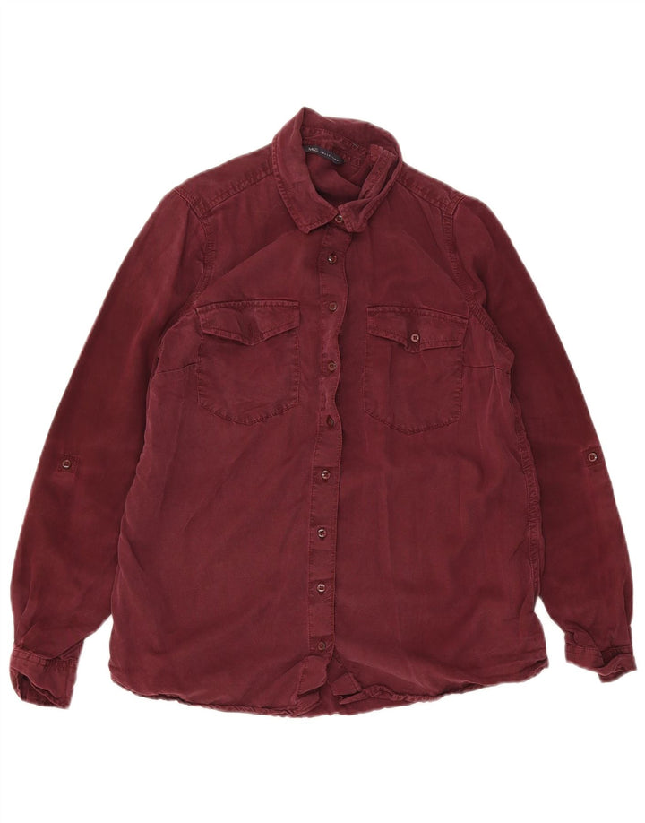 Marks & Spencer Womens Denim Shirt UK 10 Small  Burgundy Lyocell