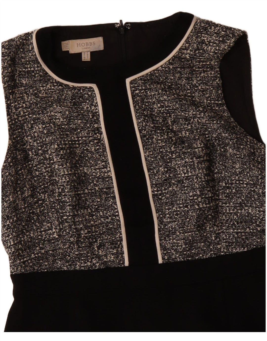 Hobbs Womens Sleeveless Sheath Dress UK 12 Medium Black Flecked Polyester