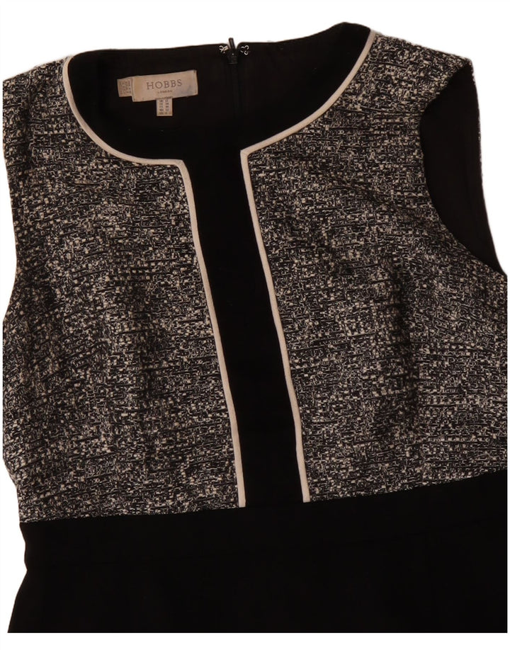 Hobbs Womens Sleeveless Sheath Dress UK 12 Medium Black Flecked Polyester