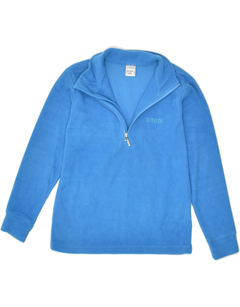 BRUGI Girls Zip Neck Fleece Jumper 6-7 Years Blue Polyester | Vintage Brugi | Thrift | Second-Hand Brugi | Used Clothing | Messina Hembry 