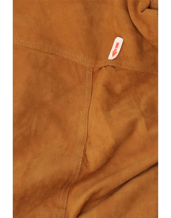 Vintage Mens Suede Bomber Jacket IT 62 6XL Brown Leather