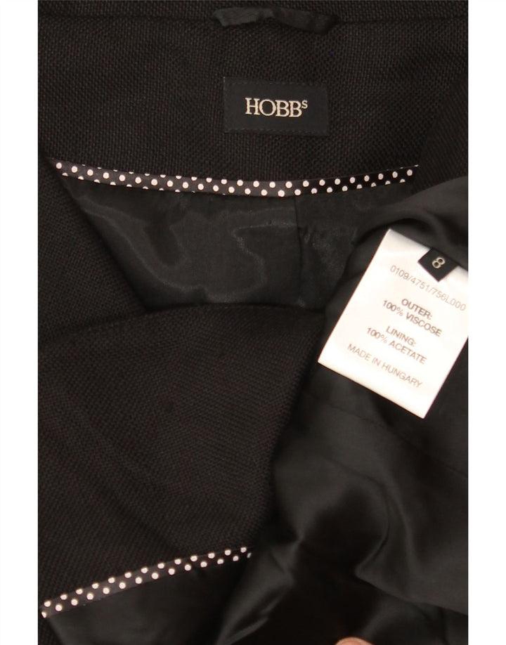 HOBBS Womens 3/4 Sleeve 3 Button Blazer Jacket UK 8 Small  Black Viscose Vintage Hobbs and Second-Hand Hobbs from Messina Hembry 