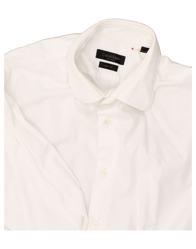 CALVIN KLEIN Mens Slim Fit Shirt Size 41 16 Large White | Vintage Calvin Klein | Thrift | Second-Hand Calvin Klein | Used Clothing | Messina Hembry 