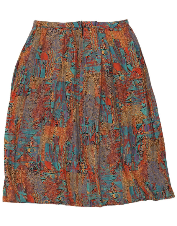 Vintage Womens A-Line Skirt UK 8 Small W34 Multicoloured Geometric Viscose
