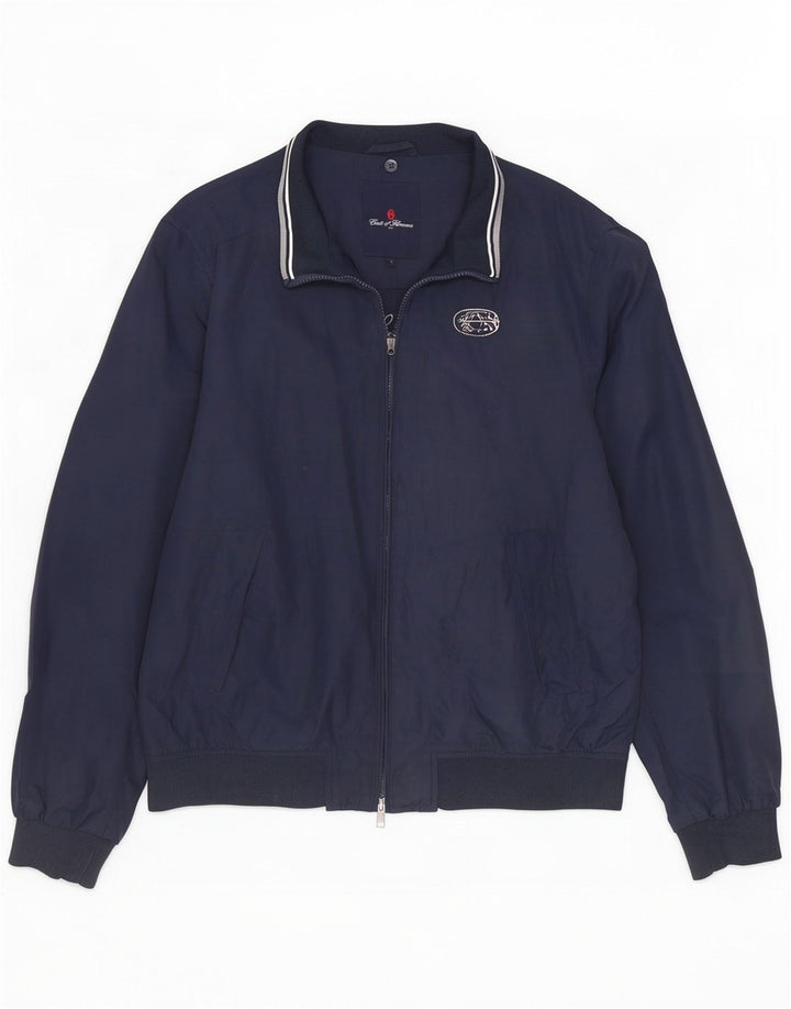 Conte of Florence Mens Tracksuit Top Jacket Large Navy Blue Polyester