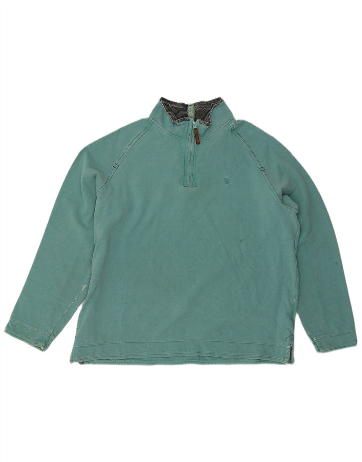 Fat Face Mens Zip Neck Sweatshirt Jumper XL Turquoise Cotton