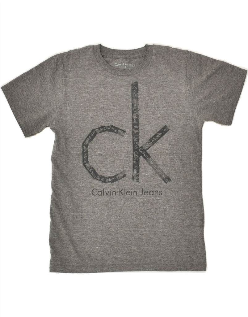 CALVIN KLEIN JEANS Boys Graphic T-Shirt Top 5-6 Years Grey Cotton | Vintage Calvin Klein Jeans | Thrift | Second-Hand Calvin Klein Jeans | Used Clothing | Messina Hembry 