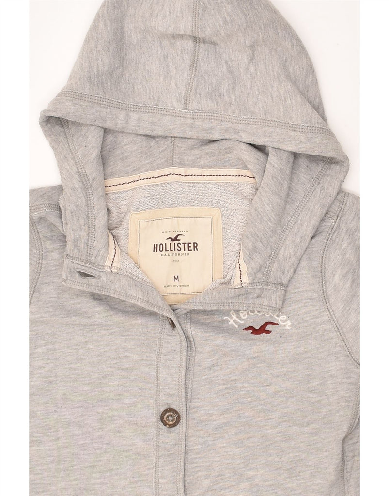 HOLLISTER Womens Graphic Hooded Bomber Jacket UK 12 Medium Grey Cotton | Vintage Hollister | Thrift | Second-Hand Hollister | Used Clothing | Messina Hembry 