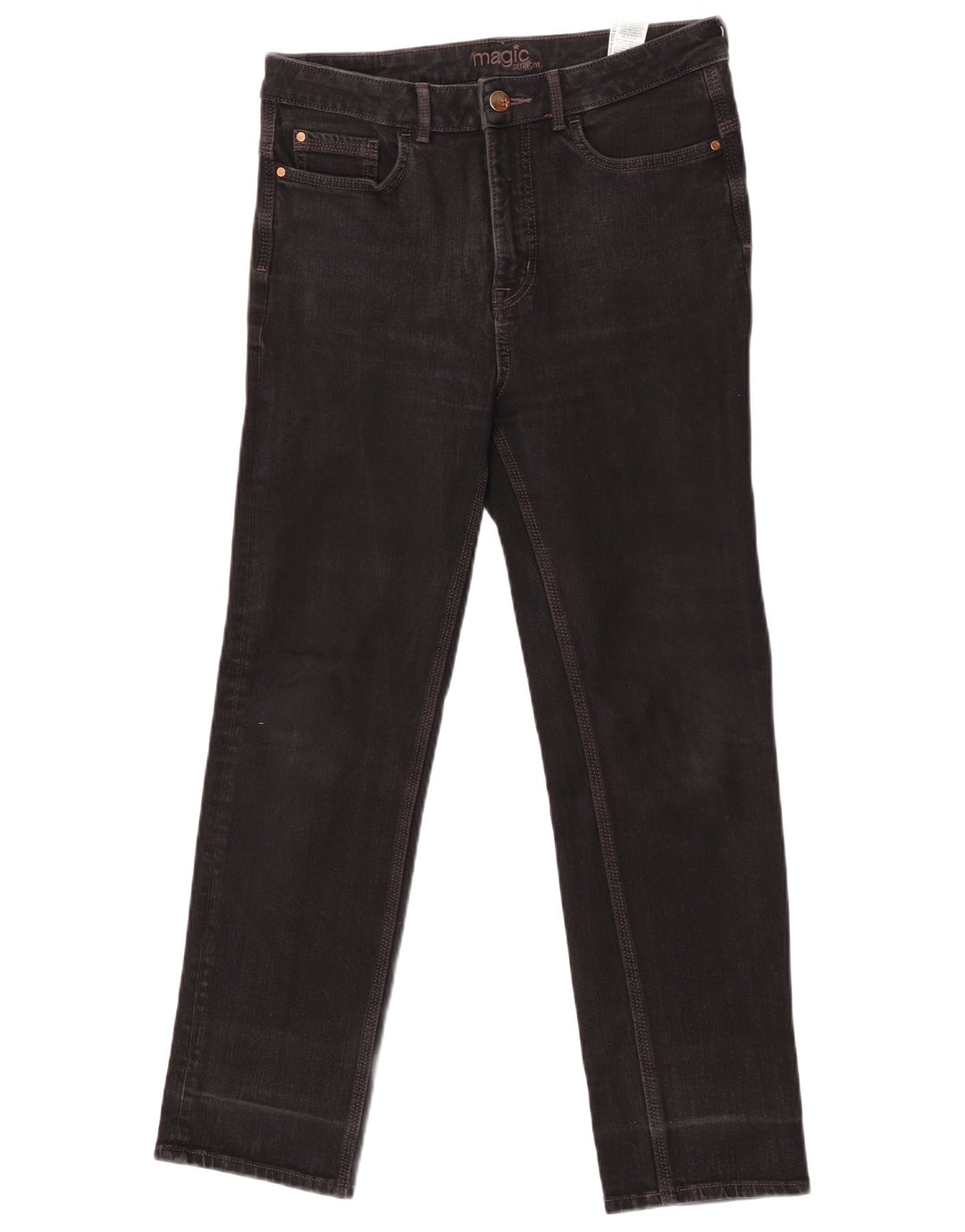 Marks & Spencer Womens Straight Jeans UK 12 Medium W32 L27 Black Cotton
