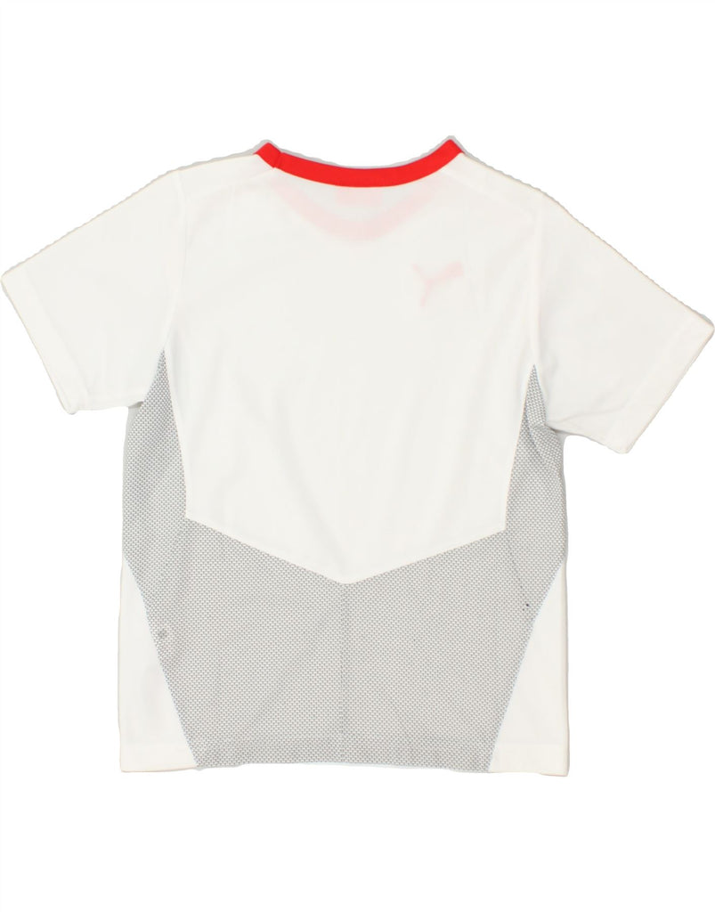 PUMA Boys Graphic T-Shirt Top 7-8 Years Small White Colourblock Polyester | Vintage Puma | Thrift | Second-Hand Puma | Used Clothing | Messina Hembry 