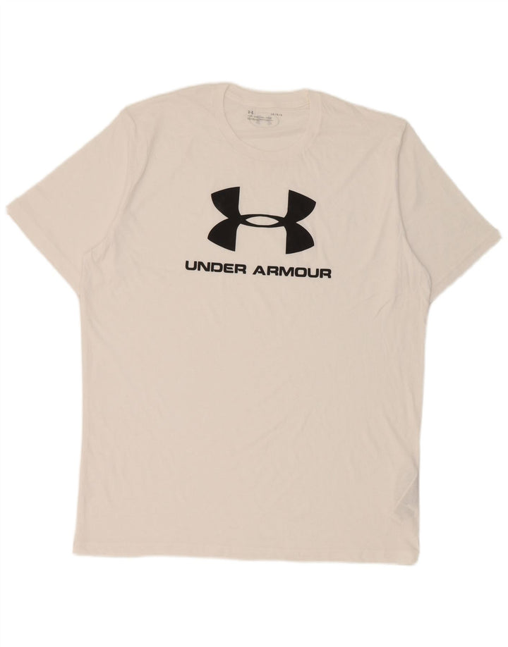 Under Armour Mens Graphic T-Shirt Top Large White Cotton