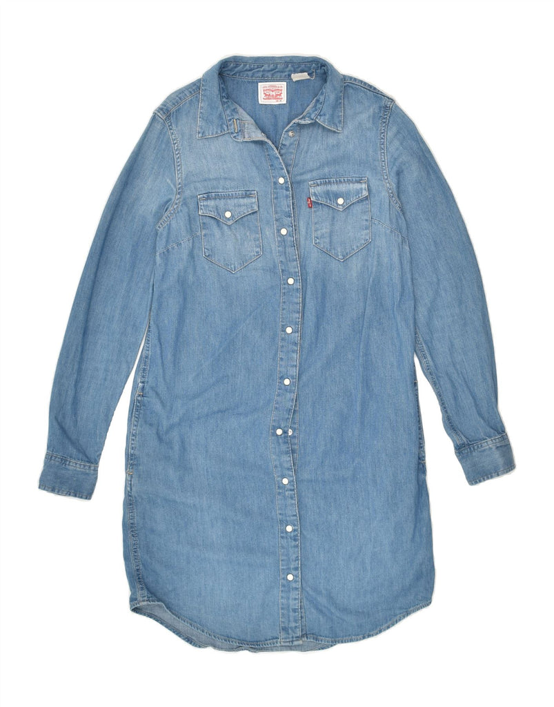 LEVI'S Womens Long Sleeve Denim Dress UK 6 XS Blue Cotton | Vintage Levi's | Thrift | Second-Hand Levi's | Used Clothing | Messina Hembry 